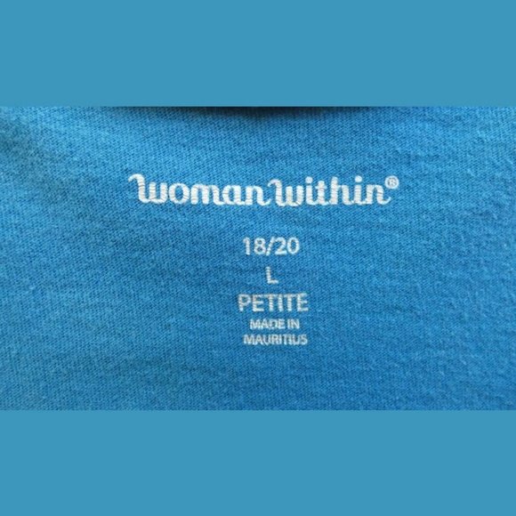 Woman Within Woman Within Teal V Neck Tee 18/20 L - Picture 7 of 8